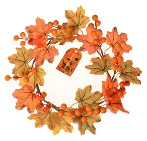Jesienny wieniec z klonowymi liśćmi i kulkami, śr. 22 cm