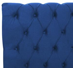 Łóżko welurowe niebieskie 160 x 200 pikowane wezgłowie ze stelażem brązowe nóżki Avallon Beliani