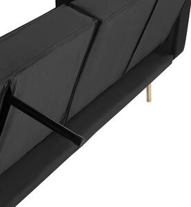 Retro sofa kanapa 3-osobowa rozkładana tapicerowana welurowa czarna Visnes Beliani