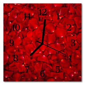 Zegar szklany kwadratowy Płatki róży