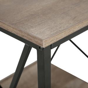 Stolik pomocniczy ciemne drewno czarna metalowa geometryczna rama z półką Forres Beliani