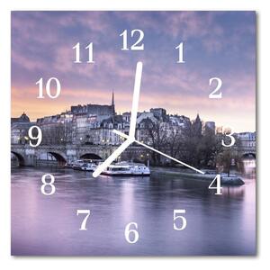 Zegar szklany kwadratowy Miasto rzeki