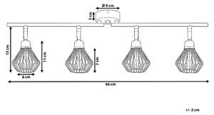 Metalowa lampa sufitowa 4-punktowa regulowane klosze czarno-miedziana Volga Beliani