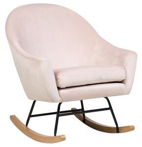 Nowoczesny fotel bujany na płozach welurowy różowy Oxie Beliani