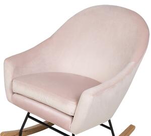 Nowoczesny fotel bujany na płozach welurowy różowy Oxie Beliani