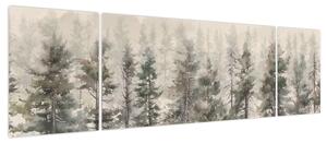 Obraz - Pine forest I., aquarel (170x50 cm)