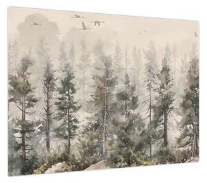 Obraz - Pine forest I., aquarel (70x50 cm)