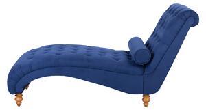 Szezlong leżanka z oparciem pikowany z dekoracyjną poduszką niebieski Muret Beliani