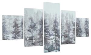 Obraz - Pine forest II, aquarel (125x70 cm)