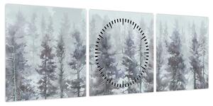 Obraz - Pine forest II, aquarel (z zegarem) (90x30 cm)