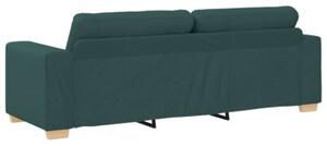 Sofa 3 szt. ciemna zieleÅ tkanina lniana
