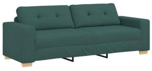 Sofa 3 szt. ciemna zieleÅ tkanina lniana