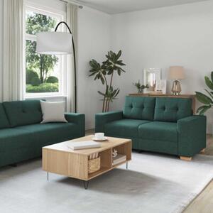 Sofa 3 szt. ciemna zieleÅ tkanina lniana