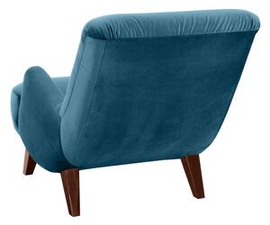 Niebieski fotel z brązowymi nogami Max Winzer Brandford Suede