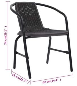 Krzesła ogrodowe, 8 szt., rattan syntetyczny i stal, 110 kg
