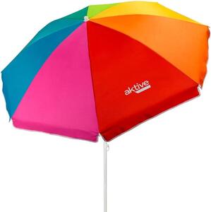 Aktywny Parasol Plażowy Wiatroszczelny Uv50 Ochrona 180 Cm Wielokolorowy Wielokolorowy Jeden Rozmiar