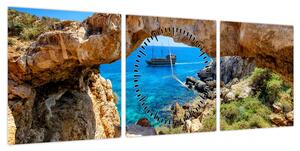 Obraz - Cape Greco (z zegarem) (90x30 cm)