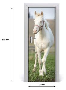 Naklejka samoprzylepna na drzwi Koń albinos