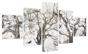 Obraz - Wzór lasu, rysunek (125x70 cm)