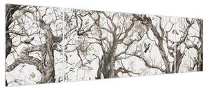 Obraz - Wzór lasu, rysunek (170x50 cm)