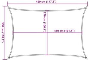 Żagiel przeciwsłoneczny, 160 g/m², biały, 3x4,5 m, hdpe
