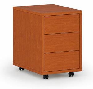 Kontenerek biurowy mobilny PRIMO WOOD, PUSH-lock, 3 szuflady, czereśnia