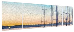 Obraz - Żeglarstwo, akwary (170x50 cm)