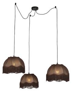 Lampa wisząca czarna z brązowym kloszem i białym wnętrzem 31,5 cm 3-punktowa - Cava
