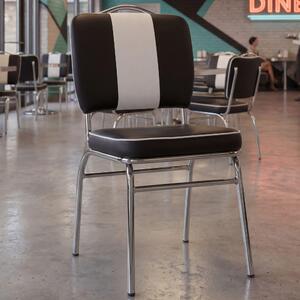 FineBuy Krzesło do jadalni American Diner, czarne, styl retro z lat 50., z oparciem, wysokość siedziska 47 cm