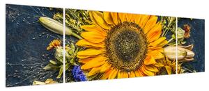 Obraz - Jesienne kwiaty (170x50 cm)