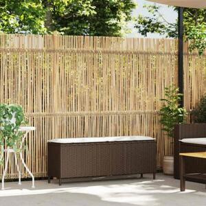 Ławka ogrodowa z poduszką brązowa 110x30x40,5 cm polirattan