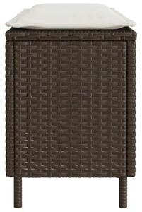 Ławka ogrodowa z poduszką brązowa 110x30x40,5 cm polirattan
