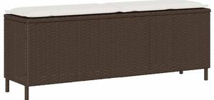 Ławka ogrodowa z poduszką brązowa 110x30x40,5 cm polirattan