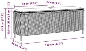 Ławka ogrodowa z poduszką brązowa 110x30x40,5 cm polirattan