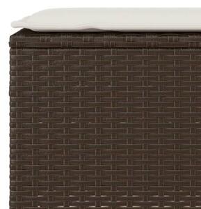 Ławka ogrodowa z poduszką brązowa 110x30x40,5 cm polirattan