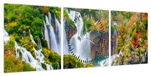 Obraz - Park Narodowy Jezior Plitwickich (z zegarem) (90x30 cm)