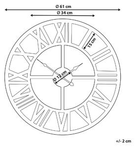 Retro zegar ścienny żelazny rzymskie cyfry Ø61 cm złoty Nottwil Beliani