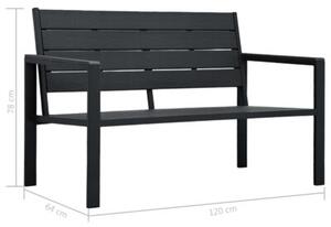 Ławka ogrodowa, 120 cm, czarna, hdpe o wyglądzie drewna