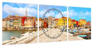 Obraz - Stare istryjskie miasto Poreč, Chorwacja (z zegarem) (90x30 cm)