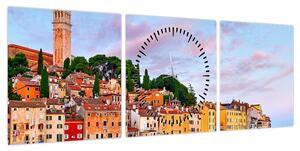 Obraz - Rovinj, Chorwacja (z zegarem) (90x30 cm)