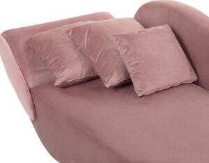 Szezlong lewostronny rozkładany z pojemnikiem poduszkami welurowy różowy Meri Beliani