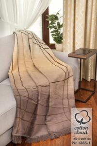 Koc bawełniany, Tęczowe paski, brązowy, 150 x 200 cm