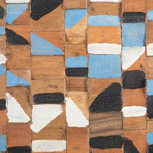 Dekoracja ścienna wielokolorowa drewno tekowe z recyklingu 70 x 70 cm Puebla Beliani
