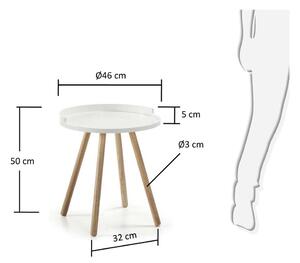 Biały stolik z drewnianymi nogami Kave Home Bruk