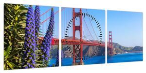 Obraz - Most Golden Gate, San Francisco (z zegarem) (90x30 cm)