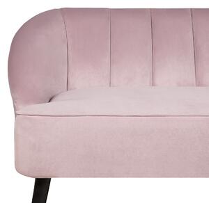 Retro sofa 3 osobowa tapicerowana welurowa pikowane oparcie różowa Alsvag Beliani