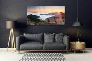 Obraz Szklany Góry Chmury Słońce Krajobraz
