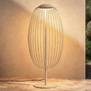 Lampa stojąca zewnętrzna LED Lucande Richi, beżowa, wysokość 90 cm, IP44 Richi, kremowy / amber, metal, nowoczesny