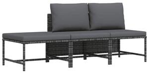 Sofa 3-częściowa do ogrodu, z poduszkami, szara, polirattanowa