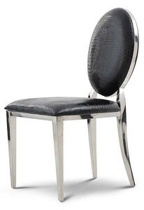 Krzesło Ludwik glamour Black Croco - nowoczesne krzesło tapicerowane ekoskóra